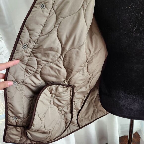 NEW Noisy May Quilted Oversized Jacket Womens M Green Maggy Snap Button Coat - Picture 11 of 14